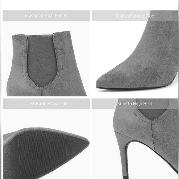 Dream Pairs Grey Suede Stiletto Ankle Boots Women’s Pointed Toe Heel High 3.25” - Picture 7 of 17